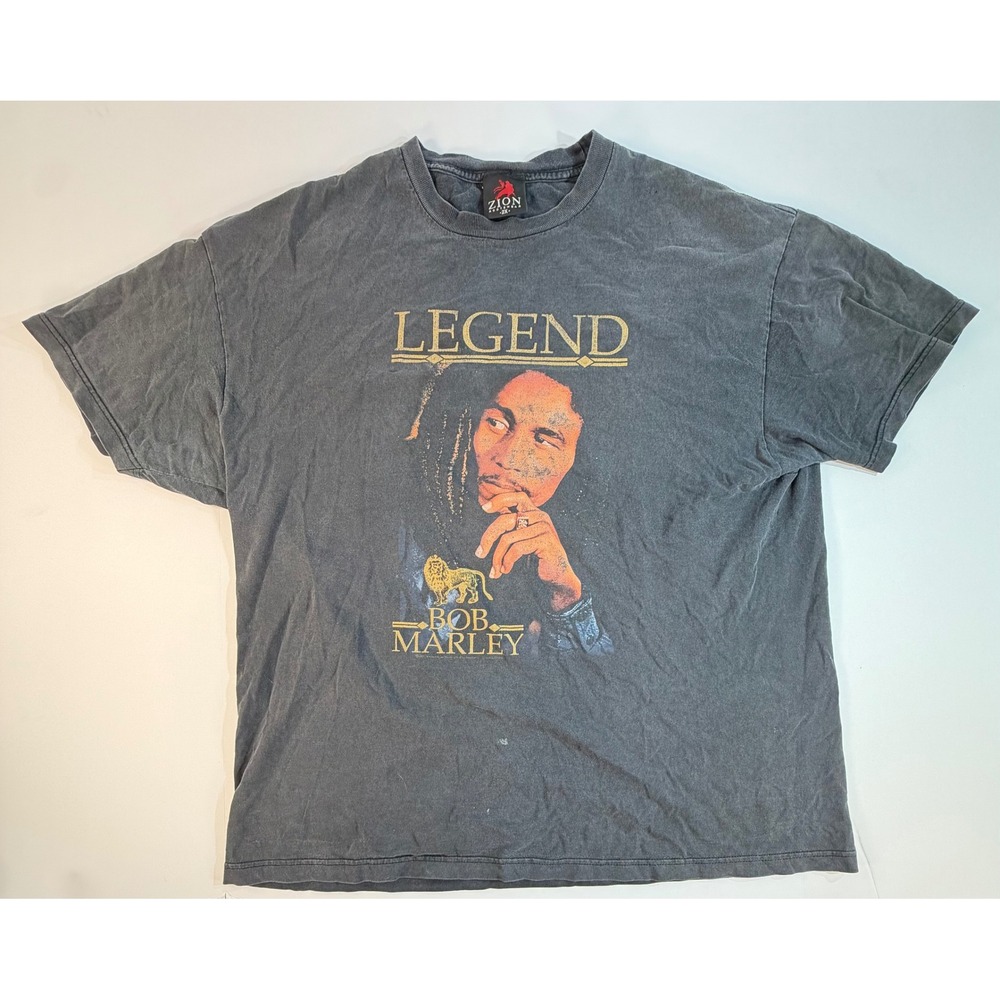 Zion Rootswear Bob Marley Legend Graphic T-Shirt Mens 2X Faded Black Reggae Tee